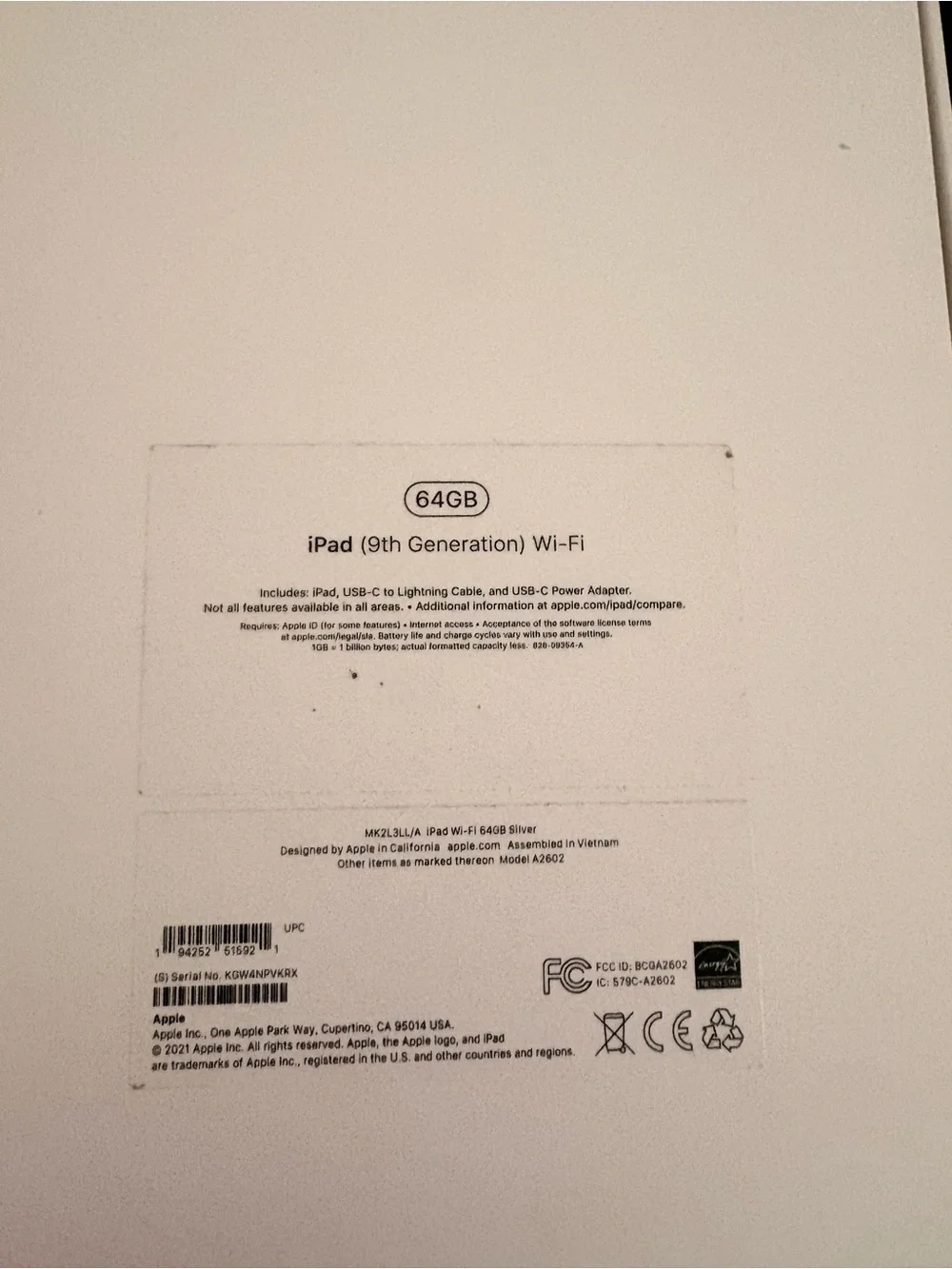 Apple iPad - Silver/White Back